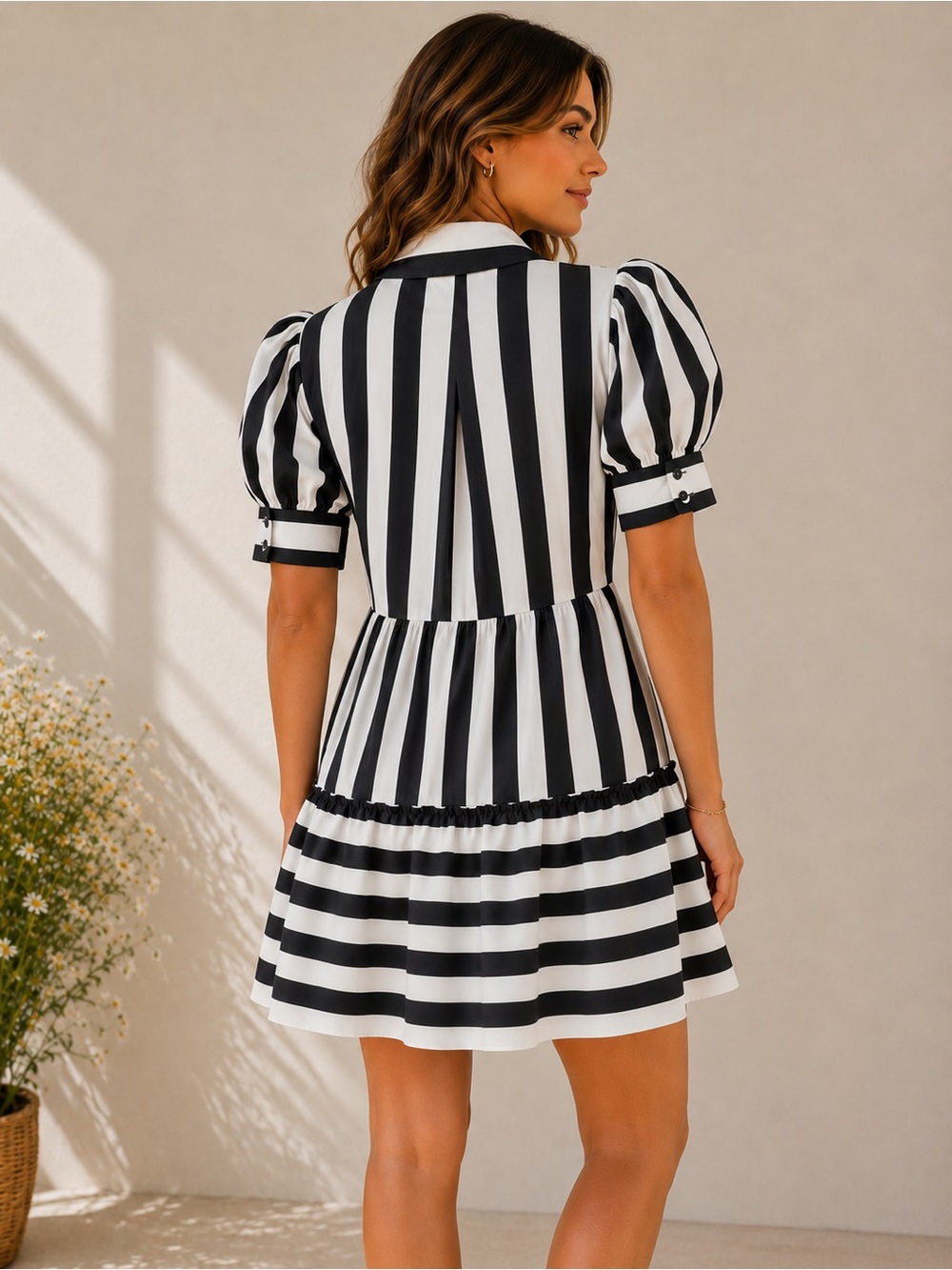 FARM Rio Black and White Striped Mini Dress - Picture 7 of 14